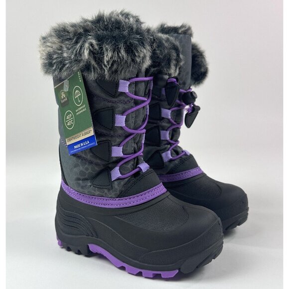 Kamik Snow Gyspy 3 Toddler Purple Gray Animal Print Waterproof Winter Snow Boots - Picture 3 of 11